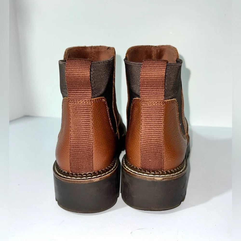 Nordstrom Rack Brown Man Leather Elastic Waterproof Round Toe Ankle Boot